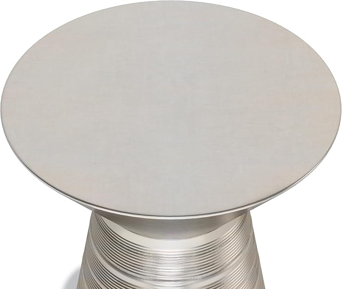 SIMPLIHOME Sheridan Industrial 18 Inch Wide Metal Accent Side Table in Antique Silver, Fully Assembled, For the Living Room and Bedroom