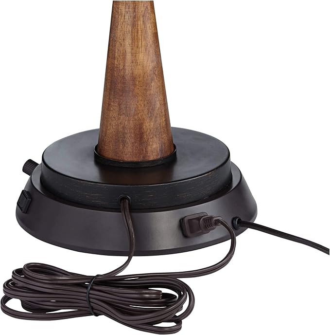 Possini Euro Design Buckhead Modern Table Lamp with Dimmable USB Workstation Charging Base Geometric 28" Tall Bronze Tapered Fabric Drum Shade for Living Room Bedroom House Bedside Nightstand Home