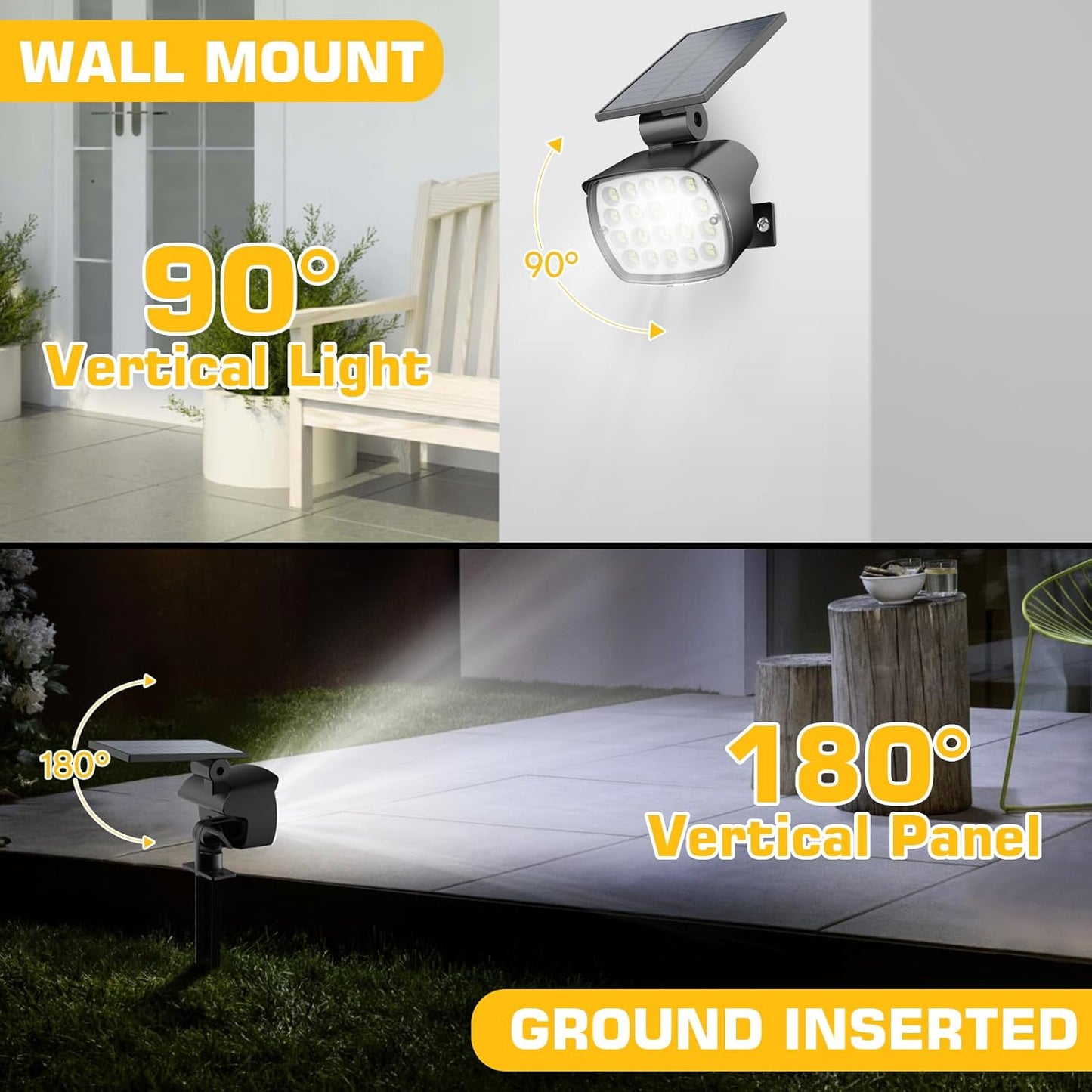 Kaxiida Solar Lights Outdoor Waterproof - 2025 Upgrade 3 Level Ultra Bright Spot Lights Uplights, LED Landscape Spotlight for Tree, Pathway, Wall, Adjustable Solar Panel Auto On/Off