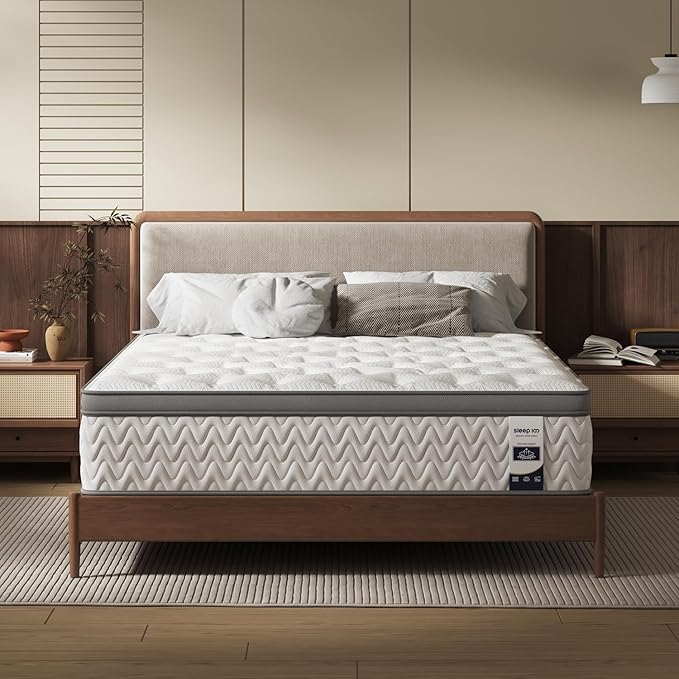 Queen Mattress 12 Inch, 5-Zone Deep Sleep Firm Mattress with Extra Lumbar & Shoulder Support, Hotel Collection Hybrid Mattresses Pain Relief - Fiberglass Free - No Odor - 365 Night Trial