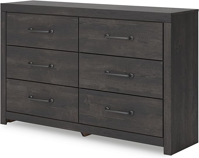 Signature Design by Ashley Delmorta Rustic 6-Drawer Dresser with Safety Stop, Gray