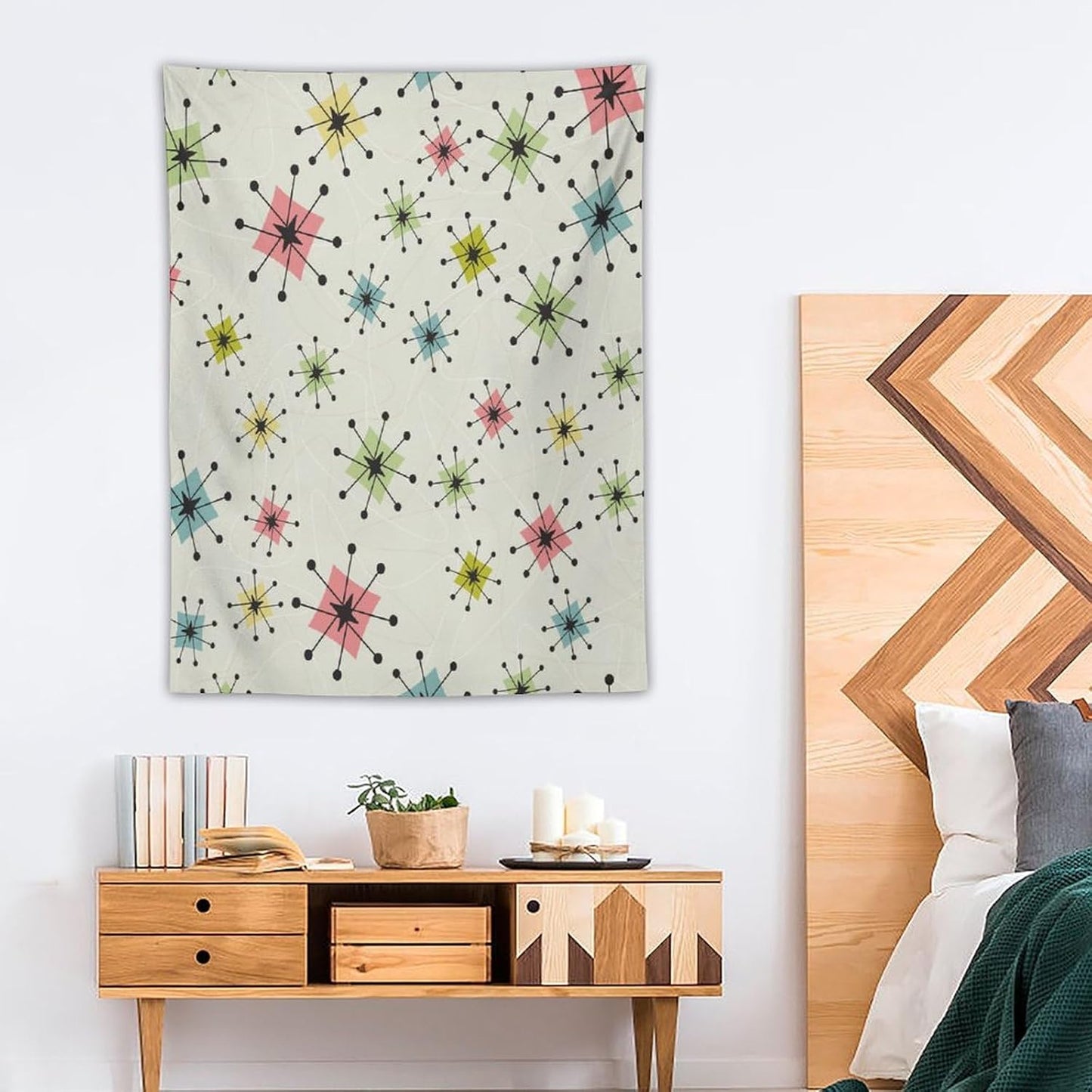 ICMOLYYENLO Abstract Cat Tapestry, Medieval Abstract Atomic Star Cat Vintage Home Wall Hanging Art Tapestry for Bedroom Living Room Dormitory 50x60 Inch