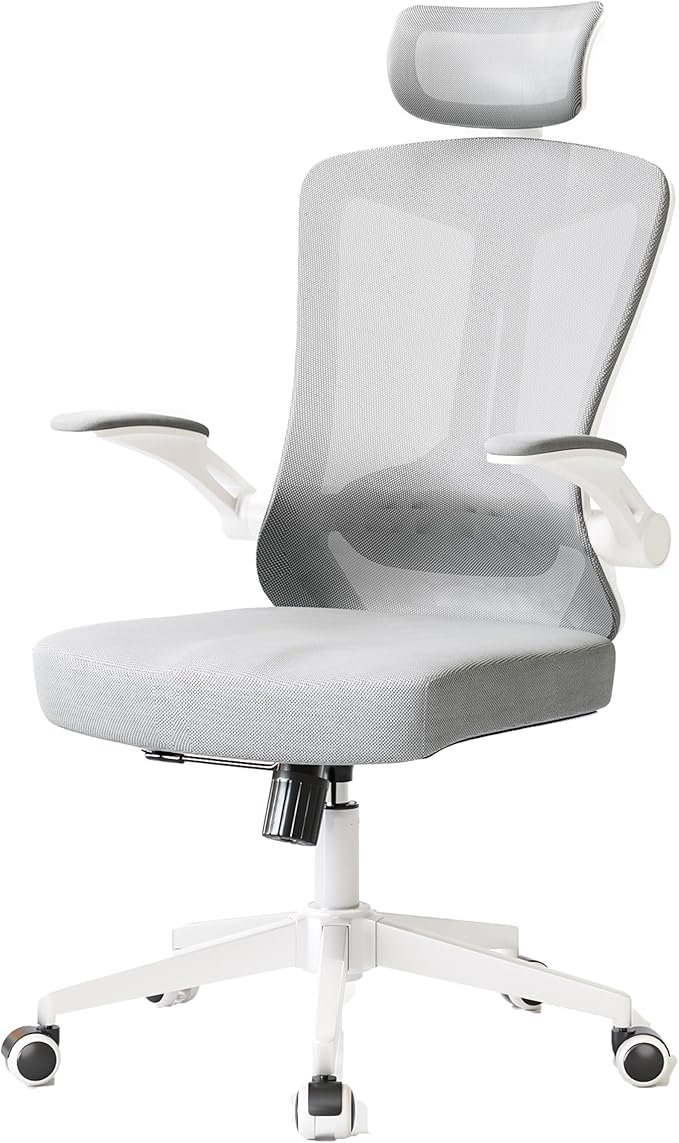 Office Chair,Ergonomic Comfy Home Desk Chair with 350LBS Capacity,High Back Gaming Chair with Wheels,Mesh Computer Chair,Lumbar Support, Adjustable Headrest,Flip-up Armrest