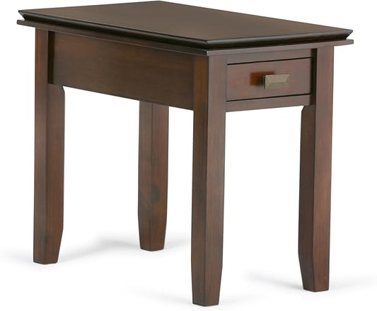 SIMPLIHOME Artisan SOLID WOOD 14 inch Wide Rectangle Transitional Narrow End Side Table in Russet Brown for the Living Room and Bedroom