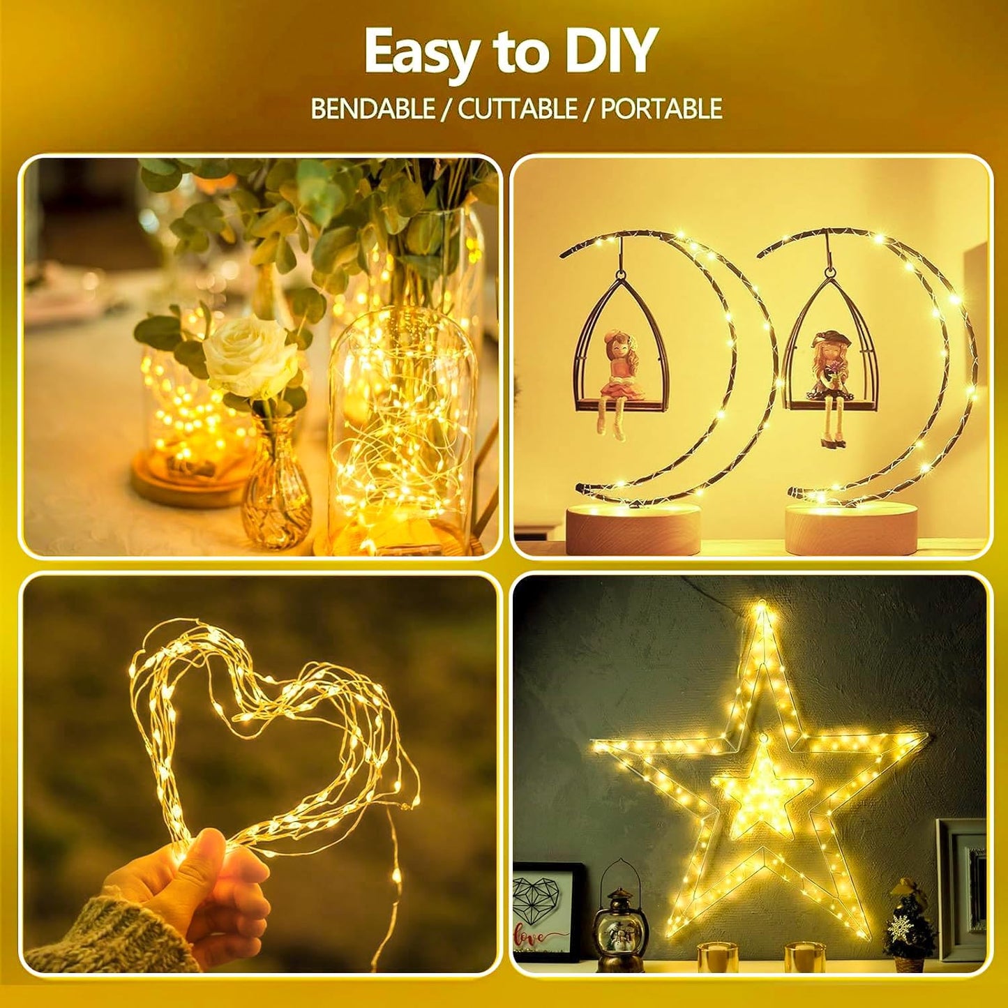 1-Pack Fairy Lights Battery Operated with Timer, Waterproof 16FT 50 LED String Lights Indoor Outdoor, Cuttable Starry Fairy Lights for Christmas Home Bedroom Wedding DIY Centerpiece Decor (Warm White)