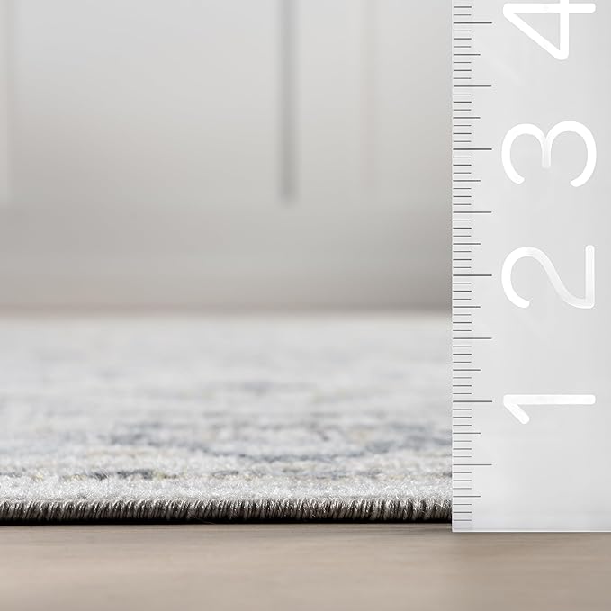 nuLOOM 4' x 6' Machine Washable Stain-Resistant Area Rug Medium Profile for Living Room, Bedroom, and Dining Room, Cady Blue