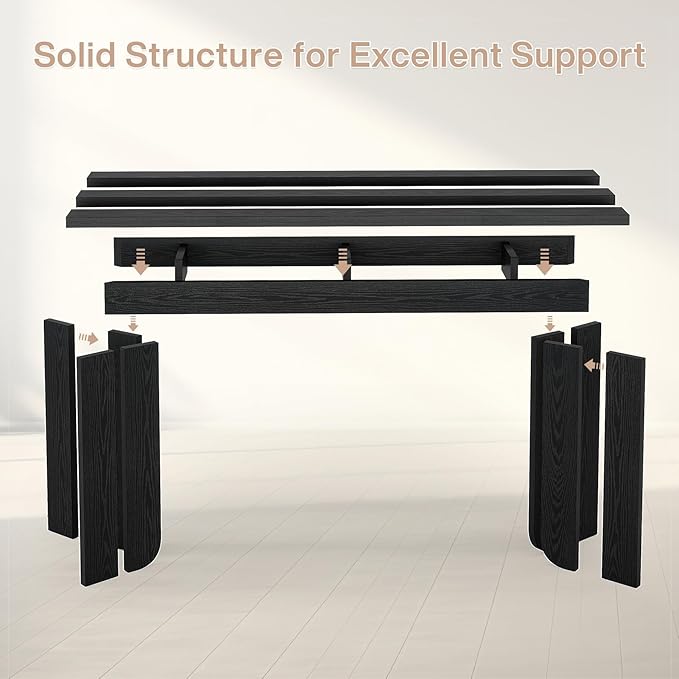 Tribesigns Farmhouse Console Table, 70.9-Inch Extra Long Console Table, Wood Sofa Table Behind Couch with Widened Tabletop & Sturdy Double Pedestal for Living Room, Hallway, Foyer (Black)