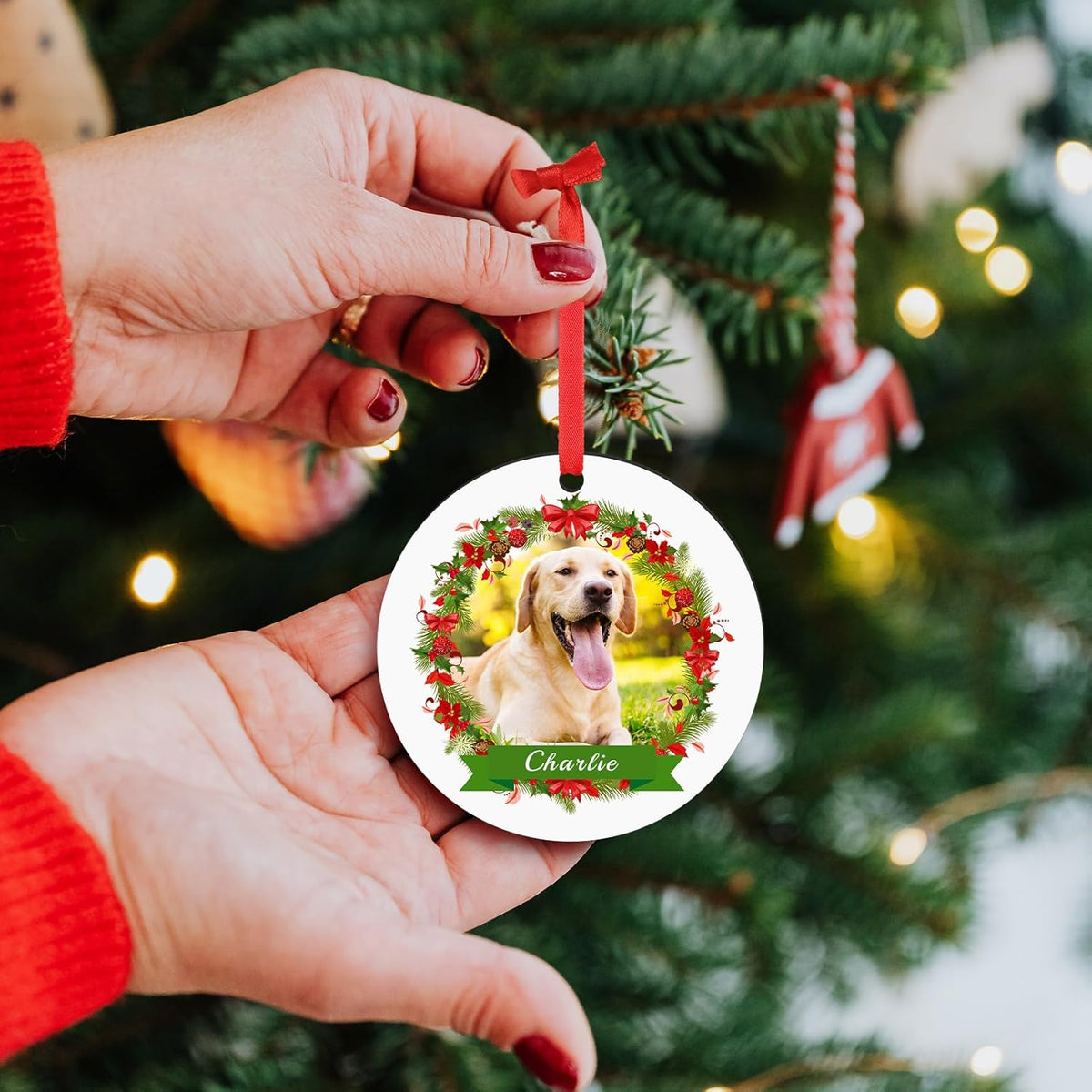 Personalized Dog Photo Christmas Ornaments 2025, Puppy Dog Cat First Christmas Ornaments, Pet Memorial Gifts for Dog Lovers, Pet Lovers