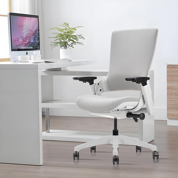 CLATINA Office Chair Swivel Executive Chair, Adjustable Ergonomic Computer Chair with 3D Armrest and Lumbar Support, Fabric Backrest Task Chair for Home Office Conference Room