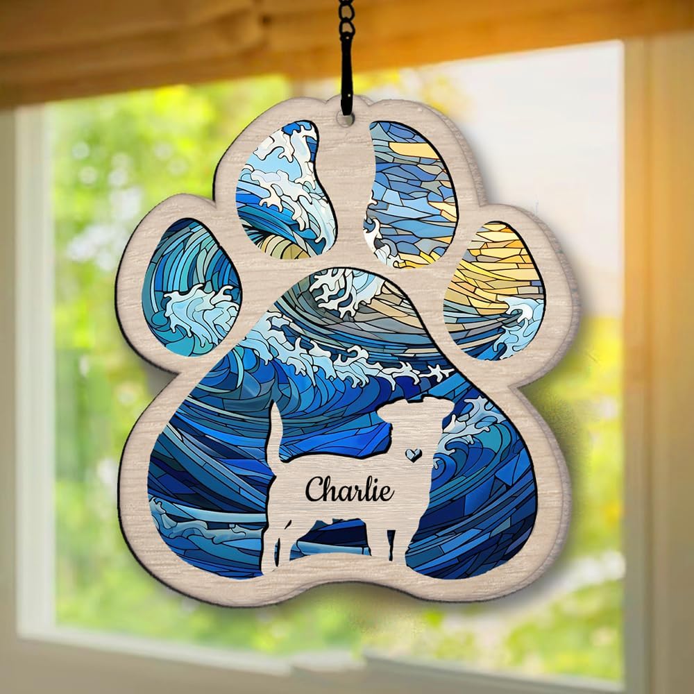 Personalized Newfoundland Suncatcher Dog Memorial Gifts, Custom Newfoundland Ornament Christmas Tree, Pet Remembrance Gift, Loss of Dog Sympathy Gift, Pets Memorial Ornament, Pet Loss Suncatcher