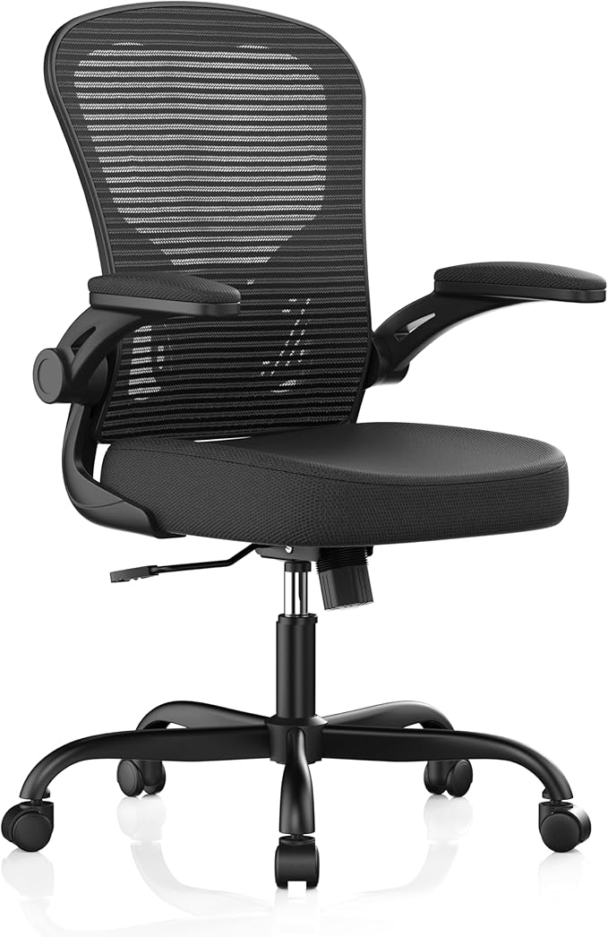 Office Chair, Ergonomic Desk Chairs 330LBS Capacity High Back Mesh Computer Chair with Flip-up Armrests, Comfy Work Chair with Adjustable Lumbar Support, Rolling Chair