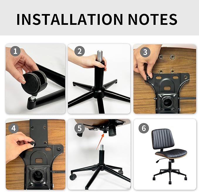 Small Home Office Chair - Armless Mid Back Desk Chair with 360° Swivel and Wheels, PU Upholstered Height Adjustable Modern Walnut Computer Chair for Home, Office Meeting Room - White