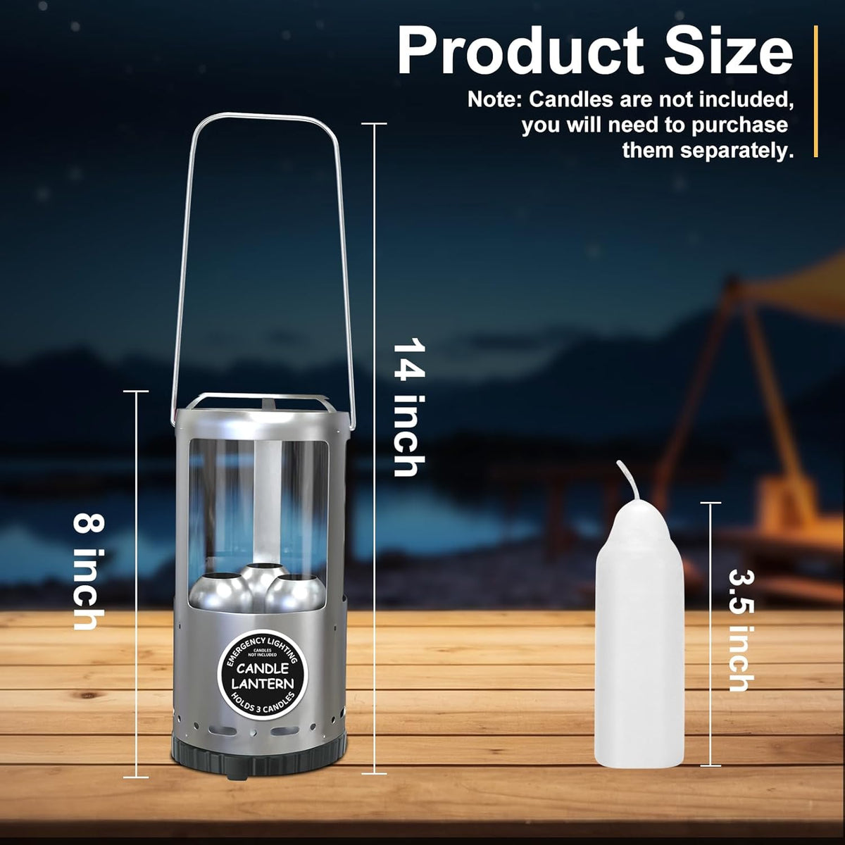 Candle Lantern, Camping Gear for Campers Use, Without Candles