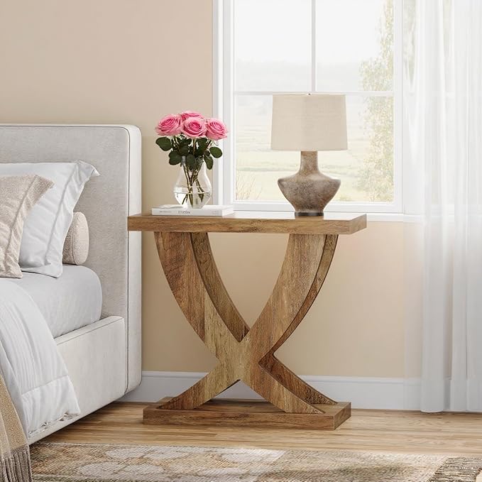 Tribesigns End Table for Living Room with Cross Fishtail Support, Side Table and Farmhouse Accent Furniture for Small Spaces (1)