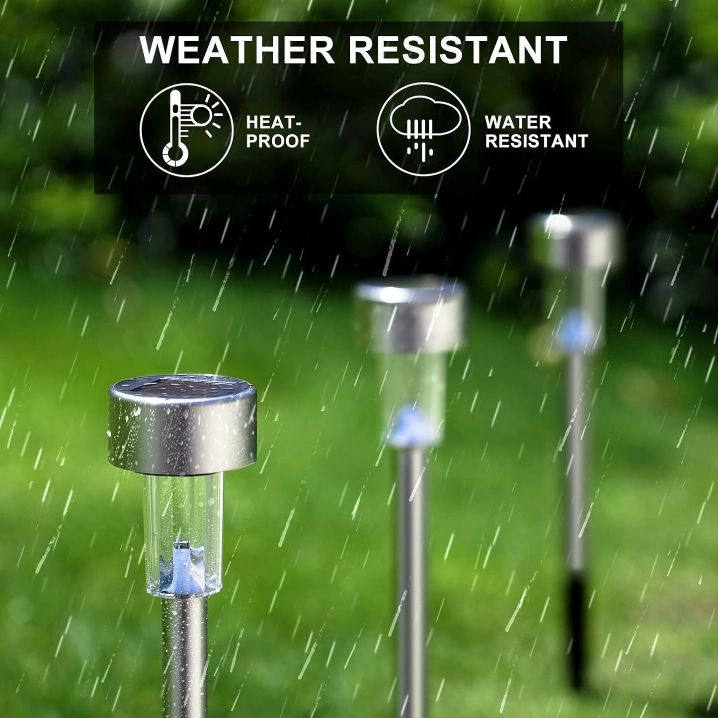Solar Lights Outdoor Waterproof, , Solar Garden Lights Solar Powered, Stainless Steel LED Landscape Lighting Outdoor Solar Lights for Yard, Pathway, Walkway, Patio , Lawn - 12 Pack (Warm White)