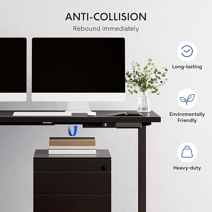 FLEXISPOT L Shaped Standing Desk, 71 x 63 Inch Electric Height Adjustable Corner Desk, Sit Stand Computer Workstation, Preset Controller, Home Office, Black Frame with Black Top