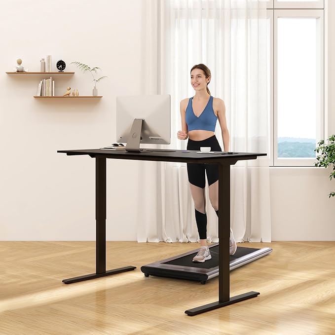 FLEXISPOT E3 Dual Motor Electric Standing Desk 48x30 Inch Whole-Piece Board Height Adjustable Electric Sit Stand Desk (Black Frame + White Desktop, 2 Packages)