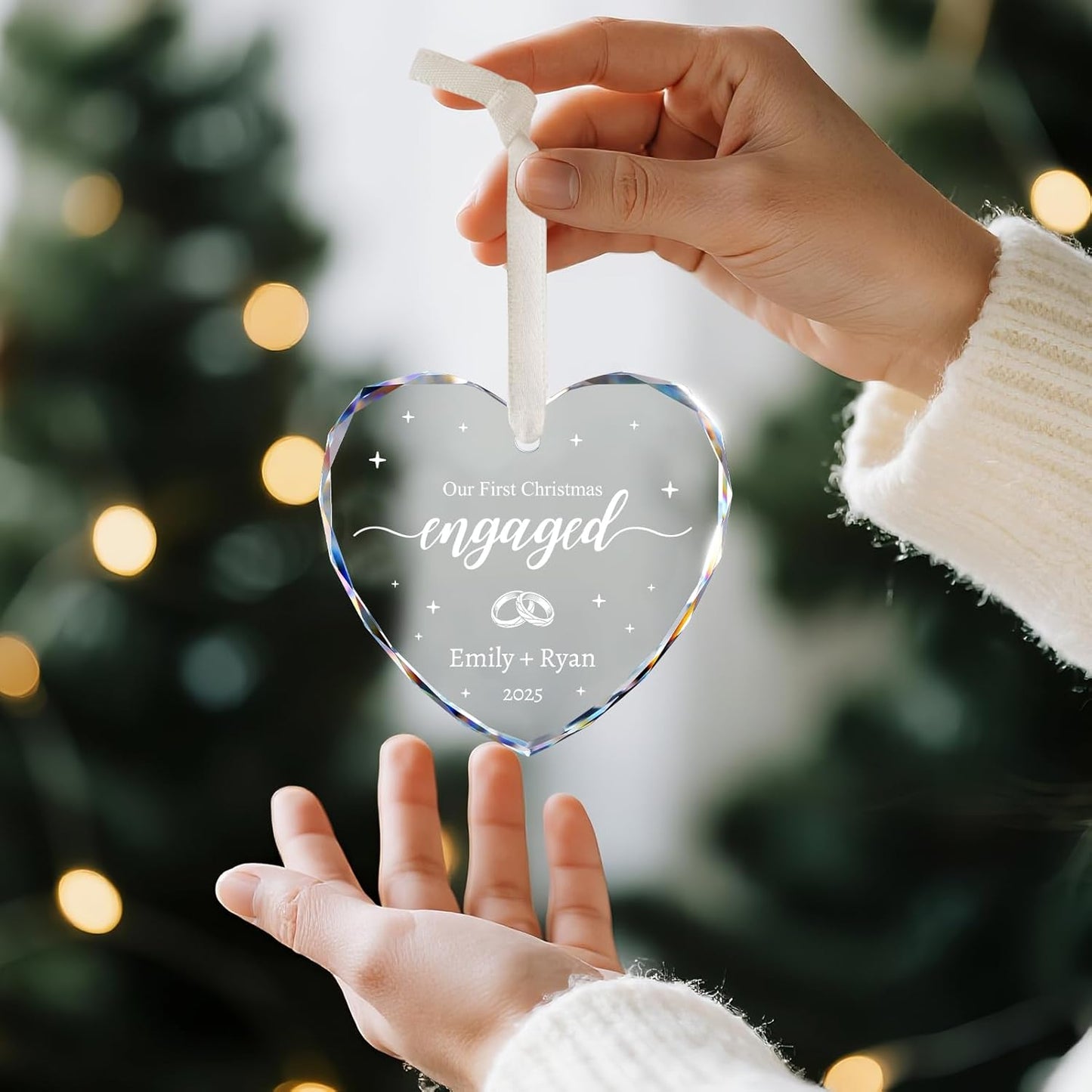 Engagement Gifts for Couples - Personalized Engagement Ornament for Party Decorations - Bride to Be Gifts, First Christmas Just Engaged Ornament 2025