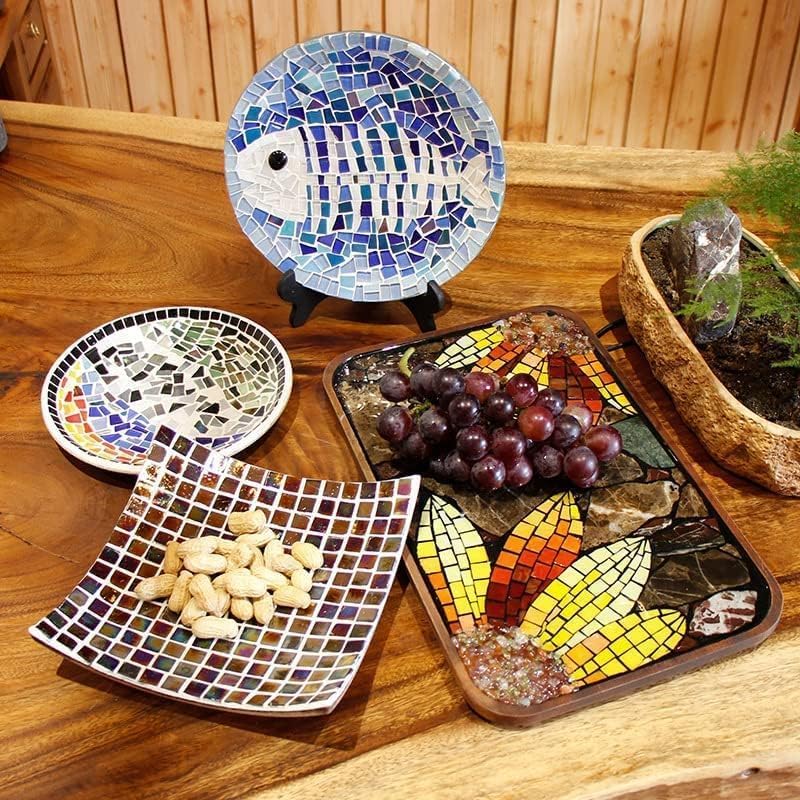 1.1 LB Irregular Crystal Mosaic Tiles,Small Particle Color Decal Crystal Glass Tile DIY Hobbies Children Handmade Crystal Craft for DIY Handmade Decorative Materials (Black)