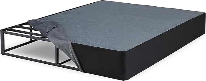 Signature Design by Ashley 10" Mattress Box Spring with Metal Foundation, Sturdy and Durable, Ready to Assemble, Parts and Tools Included, Cal King, Removable Black Fabric Cover
