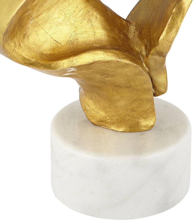 Possini Euro Design Hera Modern Glam Luxury Table Lamp Decor 31" Tall Sculptural Gold Leaf White Fabric Drum Shade Marble Base for Living Room Bedroom House Bedside Nightstand Home Office Entryway
