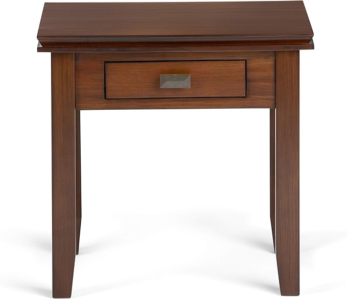 SIMPLIHOME Artisan SOLID WOOD 21 inch Wide Square Transitional End Side Table in Russet Brown for the Living Room and Bedroom