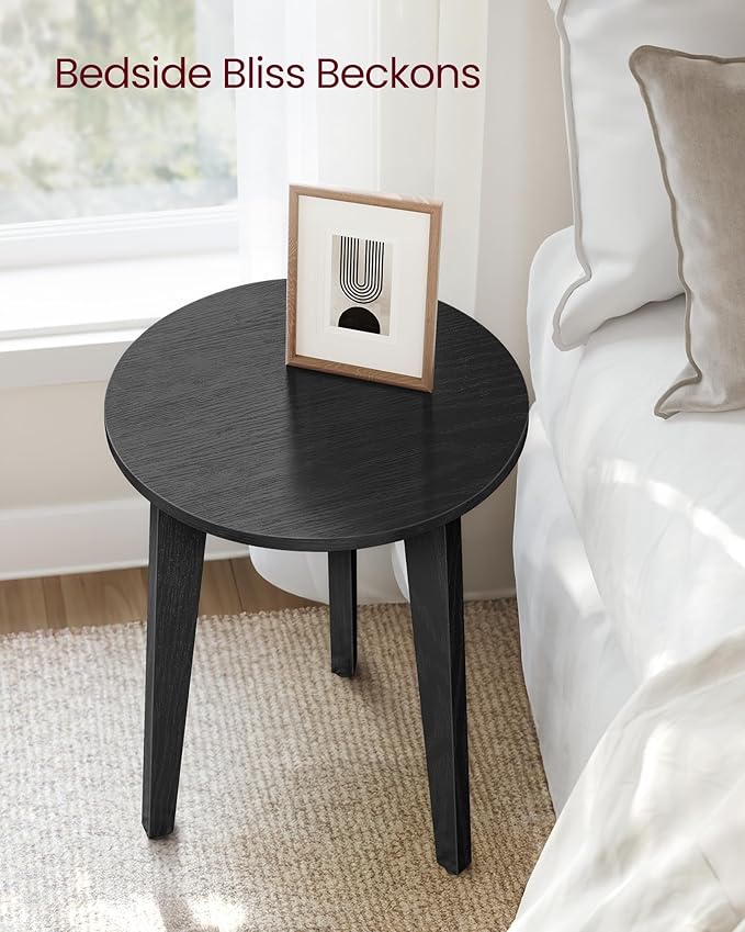 VASAGLE MAEZO Collection - Small Side Table, Round End Table, Nightstand with Tapered Legs, Curved Transitions, for Small Spaces, Living Room, Bedroom, Charcoal Gray ULET237BA01S