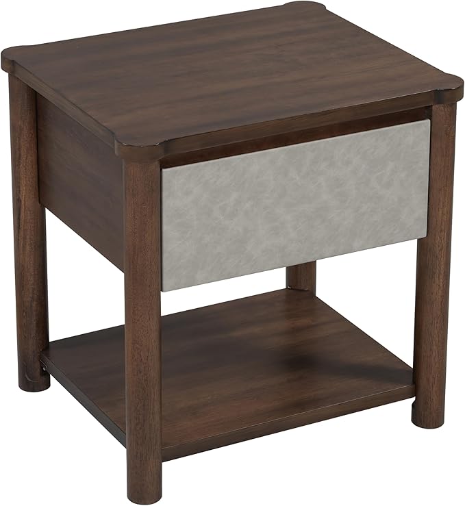 Christopher Knight Home Zeri Bedroom Nightstands Set of 2, Wood Nightstand with Drawers, Small Bedside Table Set of 2, End Table for Living Room, Multipurpose Storage Cabinet, Light Gray + Walnut