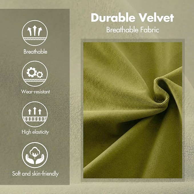 Green and Gold Modern Dining Chairs Set of 6, Velvet Upholstered Barrel Armchairs with Metal Legs for Kitchen Island, Mid Century Accent Chairs for Dining Room Living Room, Open-Back