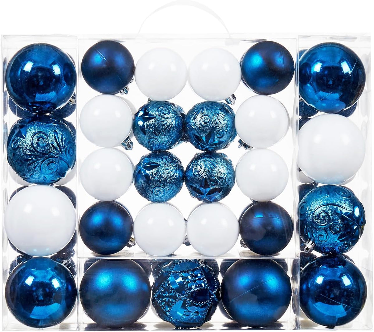 87-Pack Shatterproof Christmas Ball Ornaments Set, Christmas Tree Decorations with Hand-held Gift Package for Xmas Tree Holiday Wedding Party (Blue)
