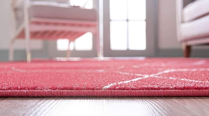 Unique Loom Trellis Frieze Collection Area Rug - Geometric (7' x 10', Pink/ Ivory)