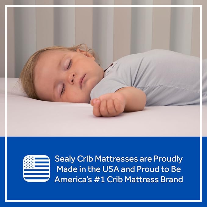 Sealy Baby Posture Haven Orthopedic Antibacterial 2 Stage Waterproof Crib Mattress plus Toddler Bed Fit, 204 Premium Coils, GREENGUARD Gold Certified, Safety & Quality Tested, Made in USA, 52"X28"