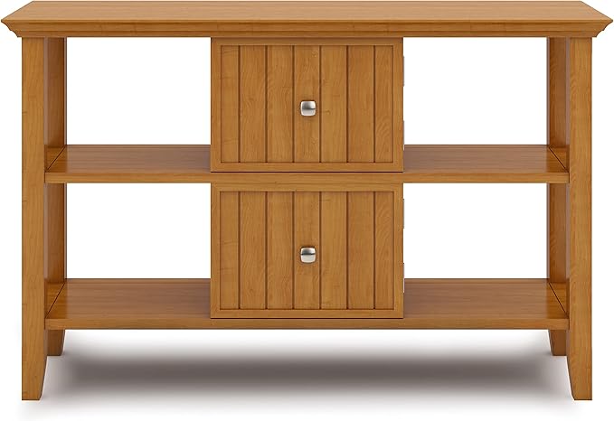 SIMPLIHOME Acadian SOLID WOOD 48 inch Wide Transitional Console Sofa Table in Light Golden Brown for the Living room Entryway and Bedroom