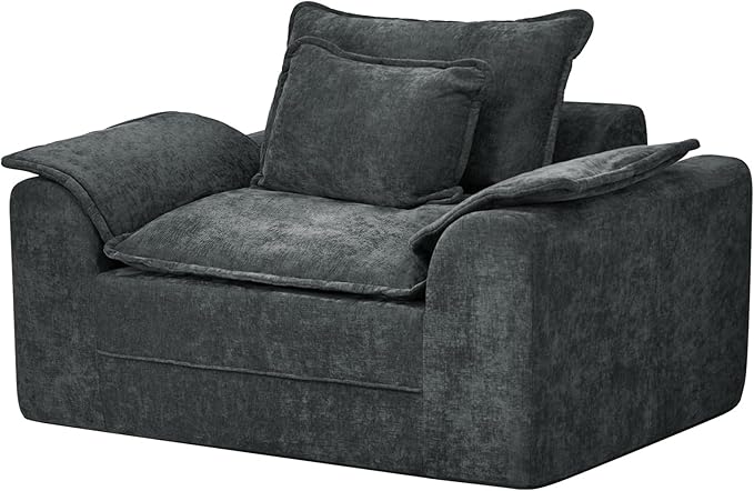 Hobestluk Cloud Single Sofa Memory Foam Couch with Deep Seat L Shaped Sofa with Removable Cover Large Couch for Living Room (Blue Grey, Single Sofa)