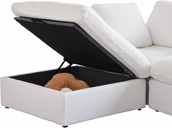Cloud Couch Modular Sectional Sofa with Storage Ottomans,Oversized Down Filled 8 Seater Convertible Sectional Sofas, White Wide Deep Seat Couch for Living Room,Covers Washable&Replaceable
