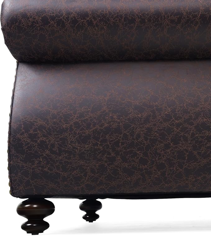 Living Room Furniture Sets,Sofa Sets and Couch Sets for Living Room,Mid-Century Vintage Sofa Couches with Rivet Design (Brown, 2 Loveseat+3 Seater)