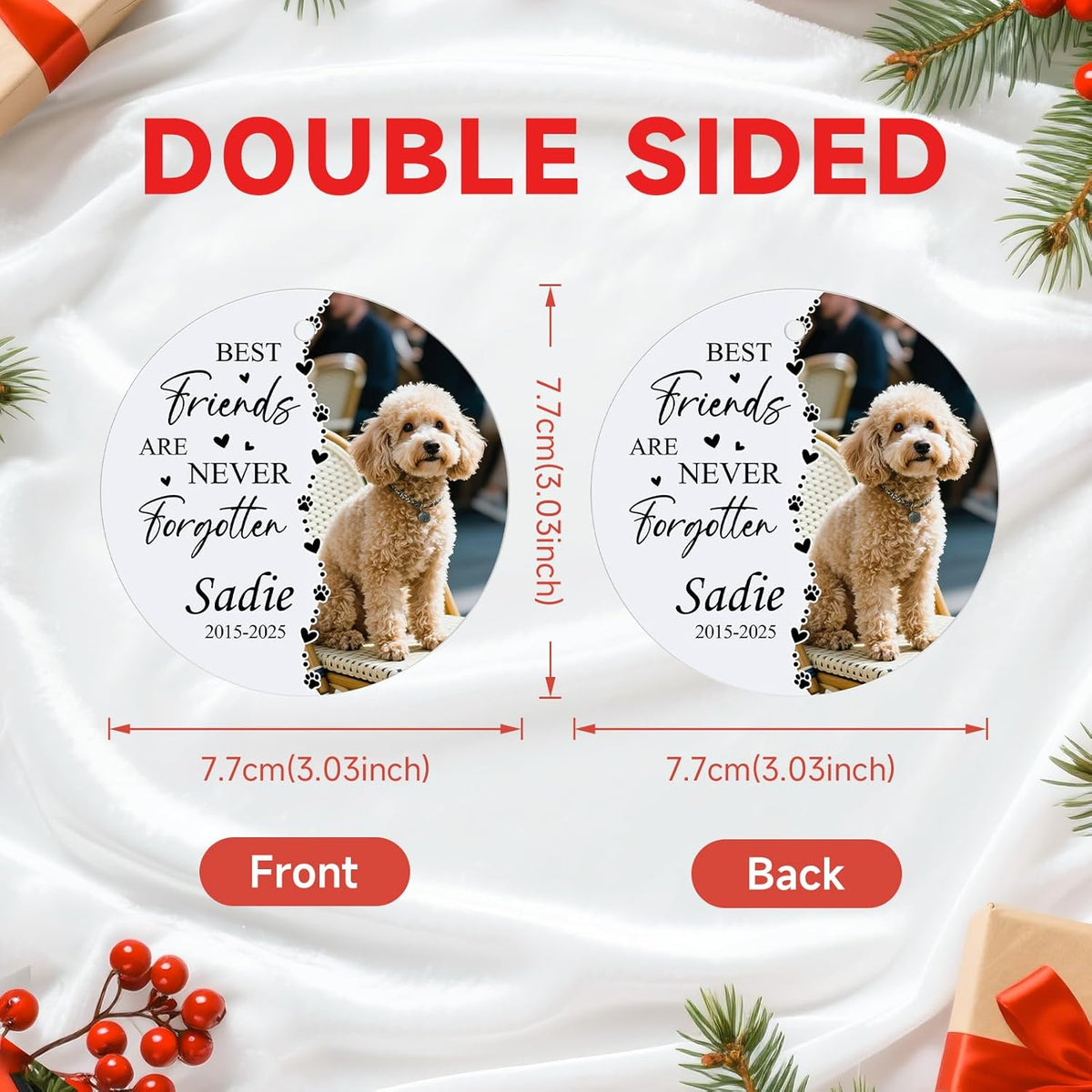 Personalized Pet Memorial Gifts - Custom Photo, Name & Dates - Sympathy Keepsake Gift for Loss of Loved One - Pet Memorial Ornament for Loss of Dog, Cat