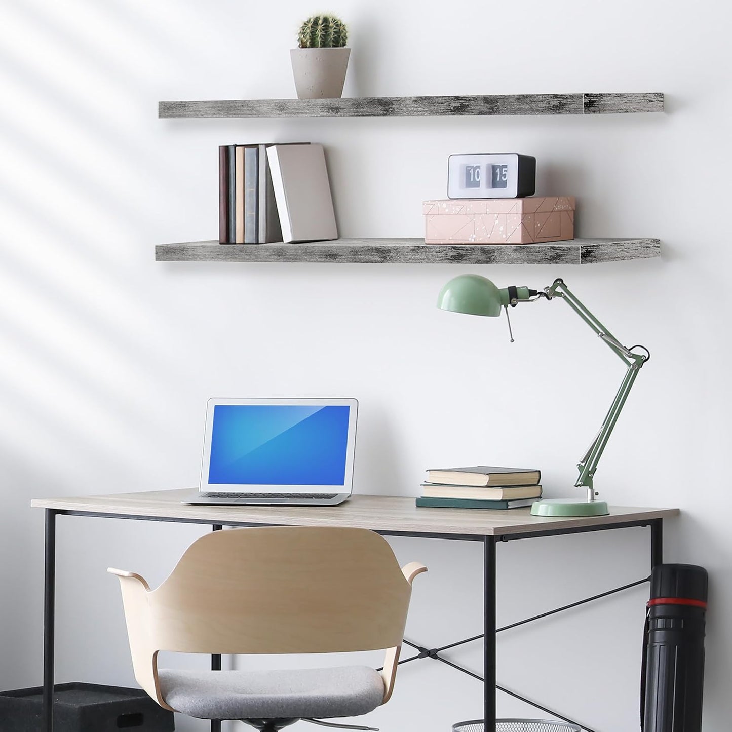Sorbus Floating Shelves for Wall - 48 Inch Long Bathroom Shelves, Wall Decor for Bedroom, Kitchen, Living Room & Book Storage - Mounted Floating Shelf with Invisible Brackets (Gray, 2 Pack)