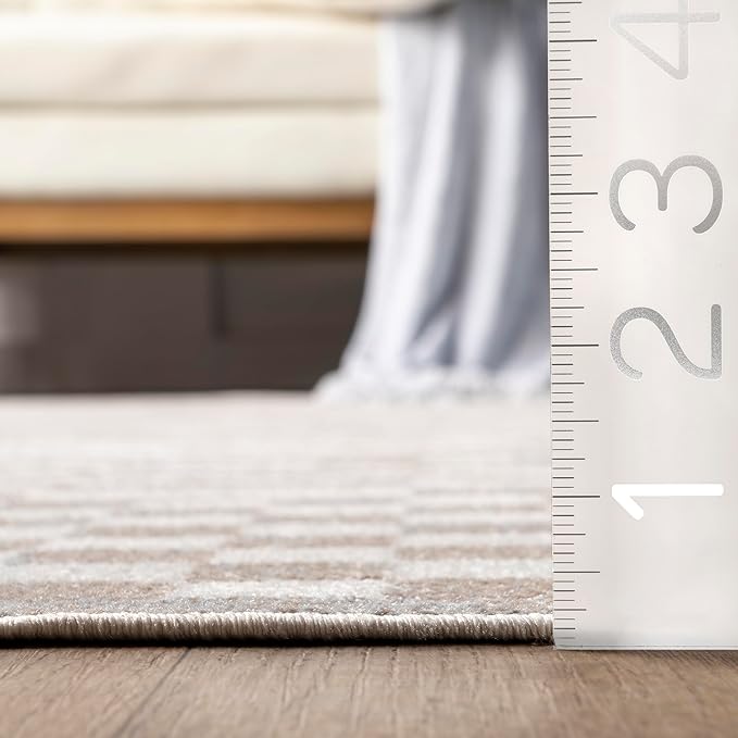 nuLOOM Nikita Faded Geometric Machine Washable Area Rug - 2x6 Machine Washable Runner Rug Contemporary Beige/Tans & Ivories Rugs for Living Room Bedroom Dining Room Entryway Hallway Kitchen