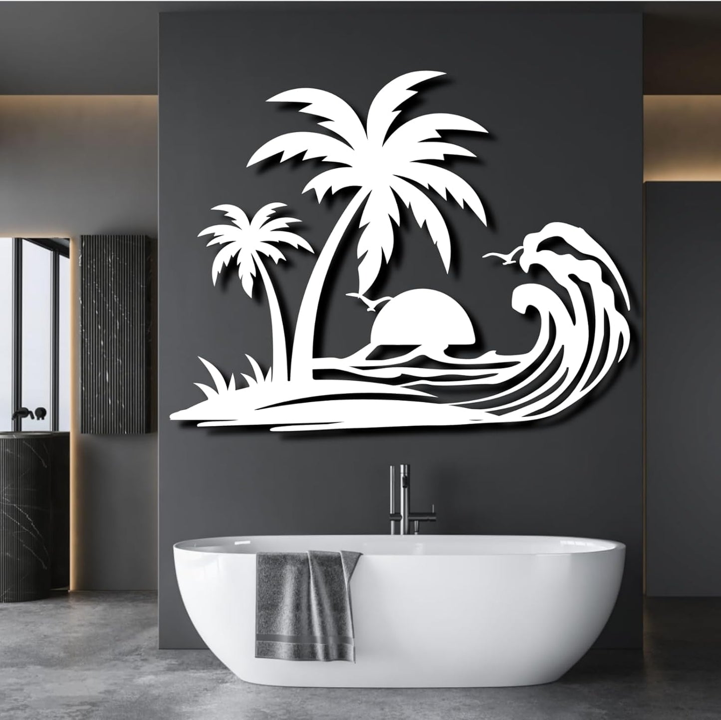 Palm Tree Metal Wall Decor,Palm Tree Metal Wall Art,Metal Palm Tree,Metal Palm Tree Wall Decor,Tropical Metal Wall Art,Beach Wall Decort,Metal Wall Decor (style 1,black,39 L" x 31 W" / 100 x 78 cm)