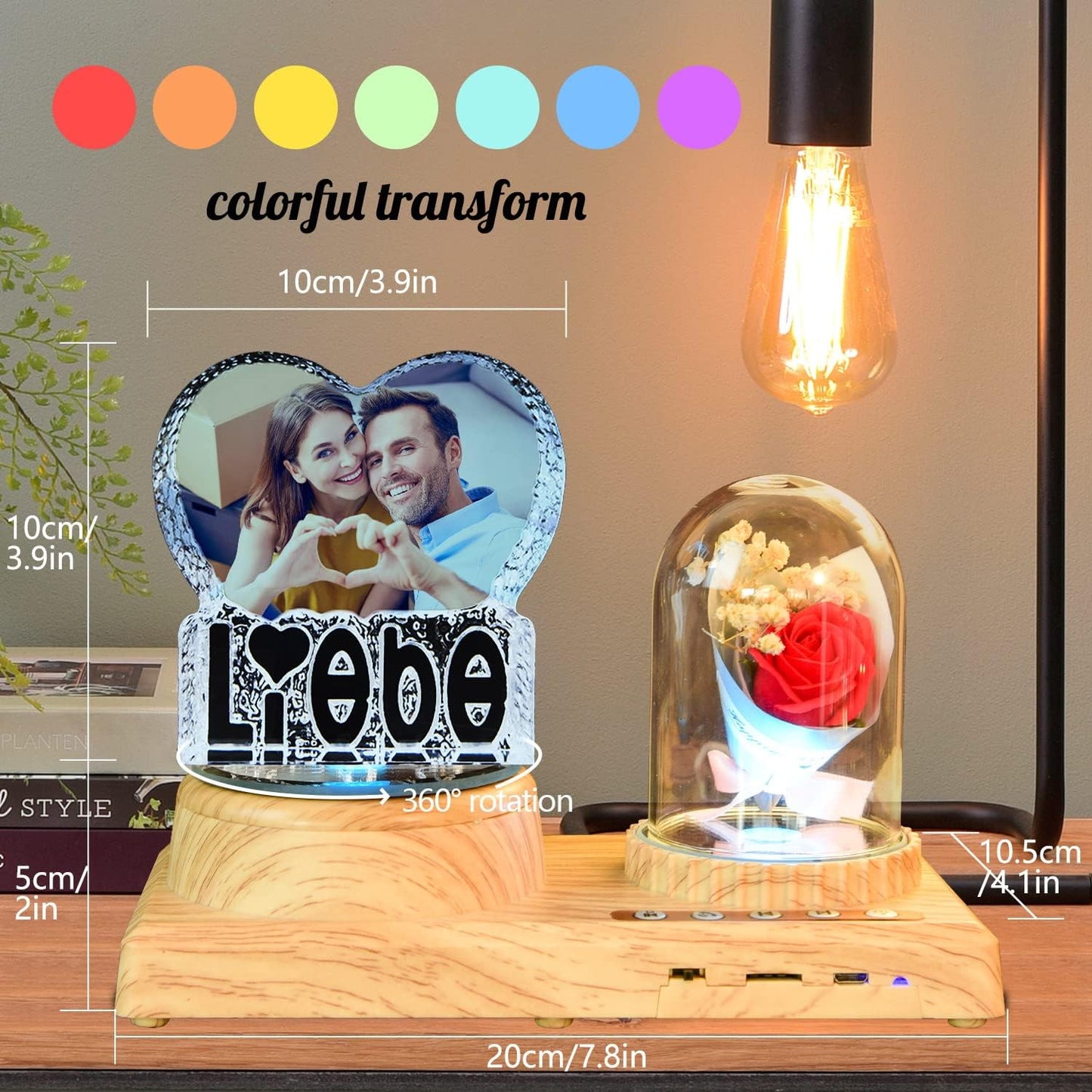 3D Crystal Photo, Valentine's Day Personalized Gift, Lover Photo with Laser Engraving, Engraved Crystal, Custom Couple Gift - Liebe