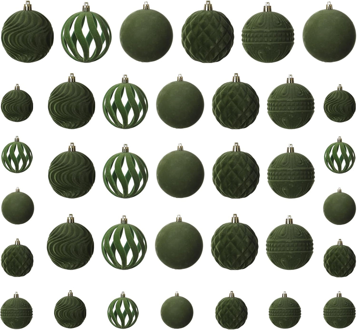 36pcs Velvet Ornaments for Christmas Trees, Flocked Christmas Balls Sets Assortment for Xmas Tree Holiday Decor