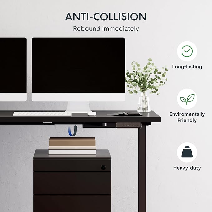 SANODESK Electric Height Adjustable 3-Leg L Shaped Standing Desk Frame, Support up to 220lbs, Sit Stand Ergonomic L Desk Frame Only, Black