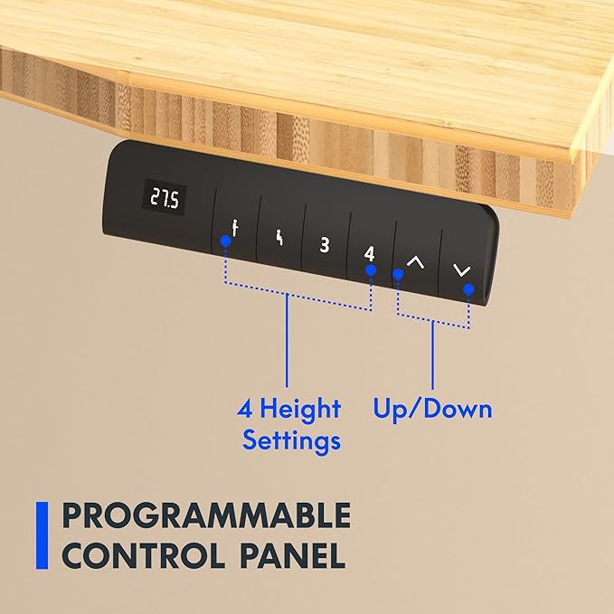 FLEXISPOT E3 Bamboo Dual Motor 60x30 Inch Electric Height Adjustable Standing Desk Whole-Piece Board Sit Stand Up Desk (Black Frame + Bamboo Curved Desktop)