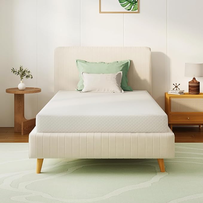Twin XL Mattress 6 Inch Green Tea Memory Foam Mattress for Cool Sleep & Pressure Relief, Medium Feel Support,Fiberglass Free, Bed in a Box, Removable Washable Cover, CertiPUR-US Certified