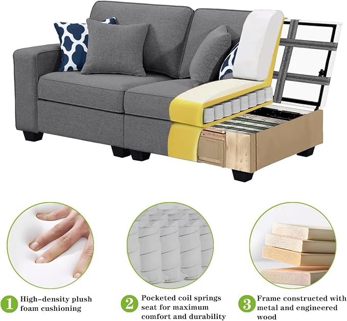 Legend Vansen Modular Sectional Sofa U Shaped Couch with Ottoman Modern Reversible Corner Sectional Couch for Living Room (Dark Grey, U Shaped Sofa-6)