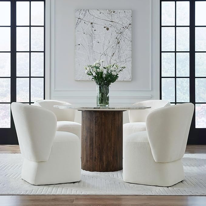 Liberty Furniture Accent Dining Chair with Castors - Rounded Arm - Ivory Upholstry