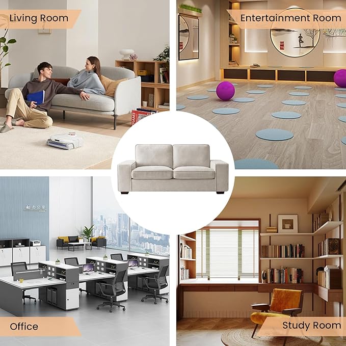 RISAR 88.58" Modern Sofa for Living Room, Chenille Couch with Removable Cover & Spring Cushions, Solid Wood Frame, Easy Assembly for Small Spaces (Beige)
