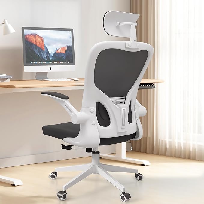 Office Chair Ergonomic Desk Chair, 350 LBS Mesh Office Chair with Lumbar Support, Comfy Desk Chair with Wheels, Big and Tall Chair for Study Work Gaming (Black+White)