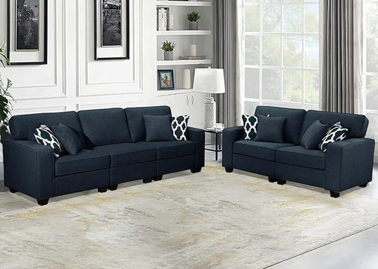 Legend Vansen Modular Sectional Sofa U Shaped Couch with Ottoman Modern Reversible Corner Sectional Couch for Living Room (Charcoal, 2+3)